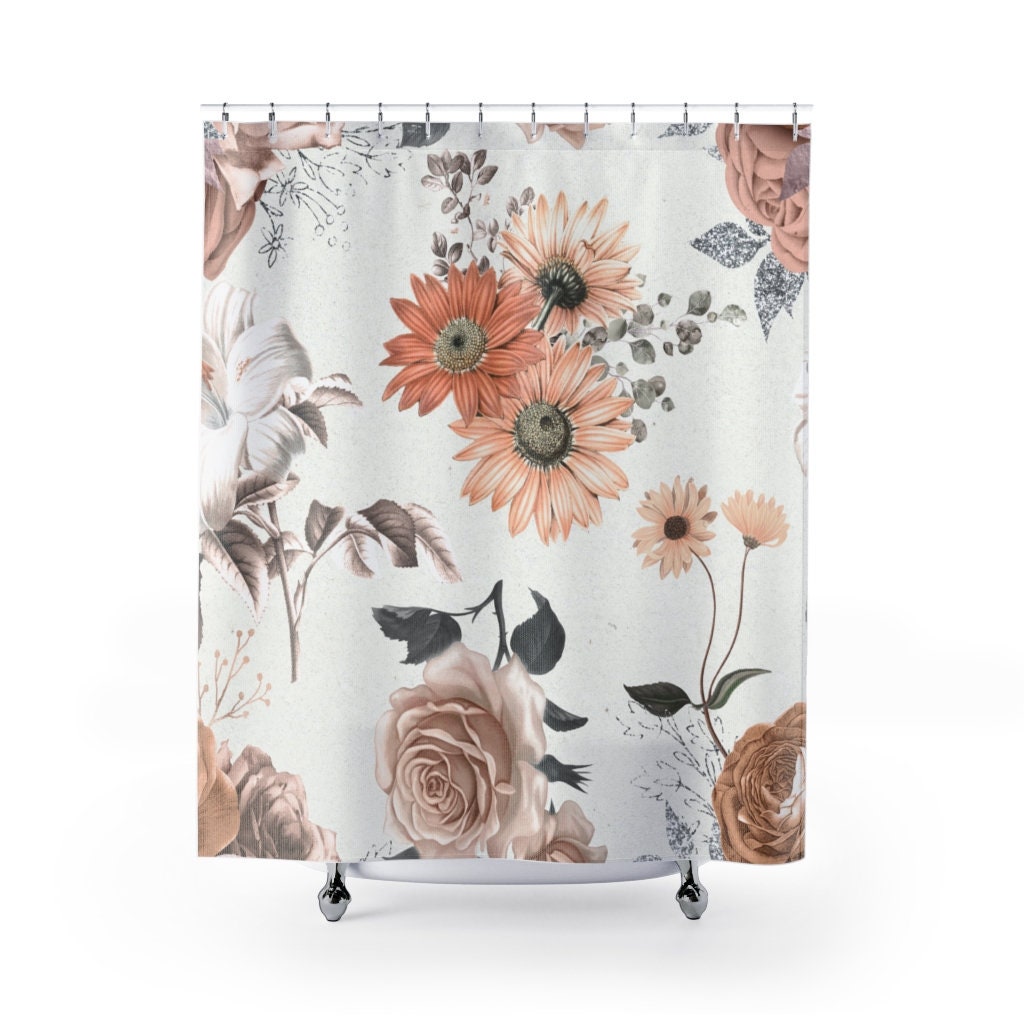 Pfirsich Sonnenblumen Florale Duschvorh¤nge for a Modern and Fresh Bathroom Decor