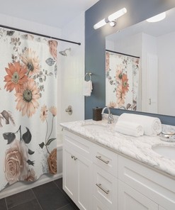 Pfirsich Sonnenblumen Florale Duschvorh¤nge for a Modern and Fresh Bathroom Decor
