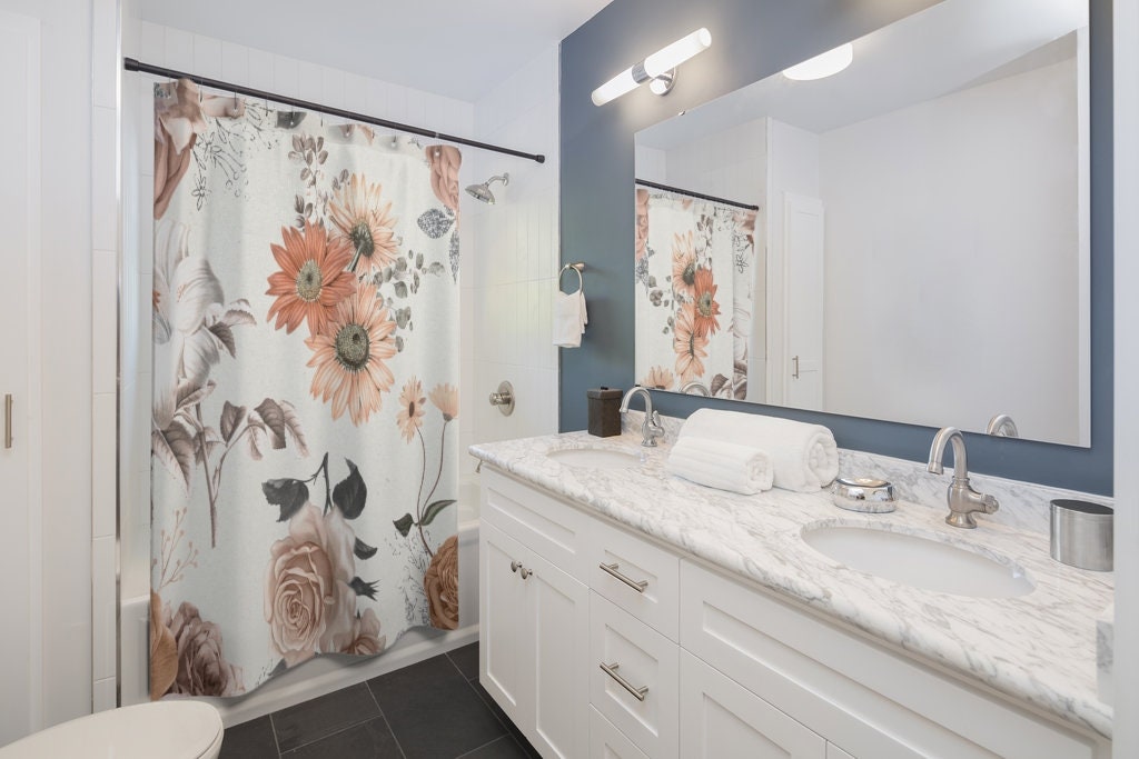 Pfirsich Sonnenblumen Florale Duschvorh¤nge for a Modern and Fresh Bathroom Decor