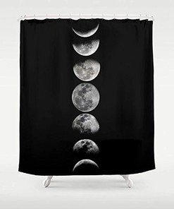 Phases of the Moon Shower Curtain With a Chic Black Design for Your Bathroom