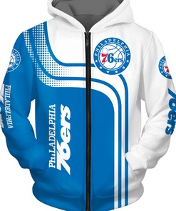 Philadelphia 76Ers Hoodie 3D Zip Hoodie - Official Nba Merchandise 