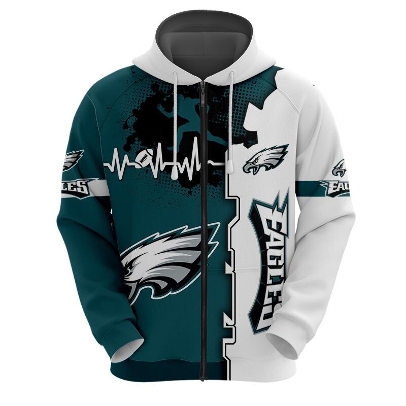 Philadelphia Eagles 3D All Over Print Zip Hoodie - Official Nfl Merchandise