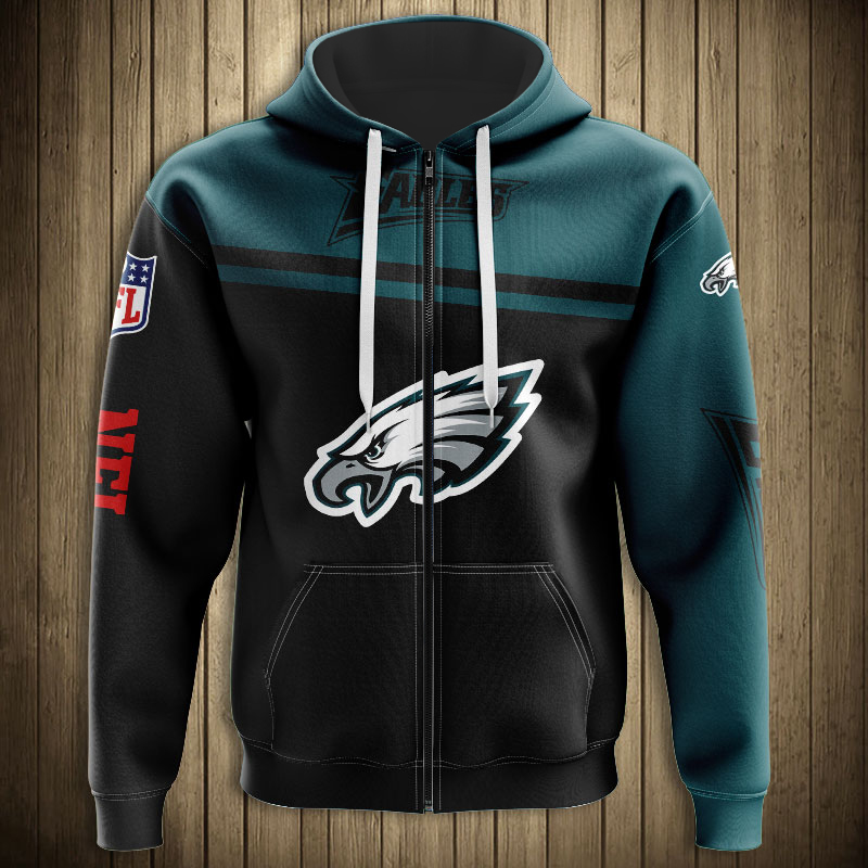 Philadelphia Eagles 3D Skull Hoodie Pullover Zip Hoodie - Official Nfl Merchandise