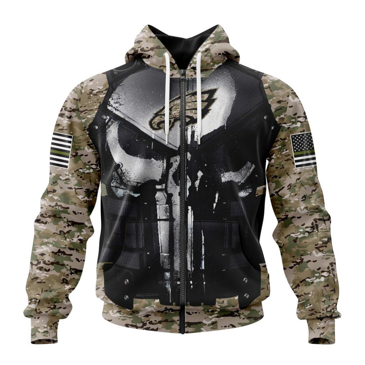 Philadelphia Eagles Camo Custom Name & Number 3D All Over Print Hoodie - Gifts For Fans