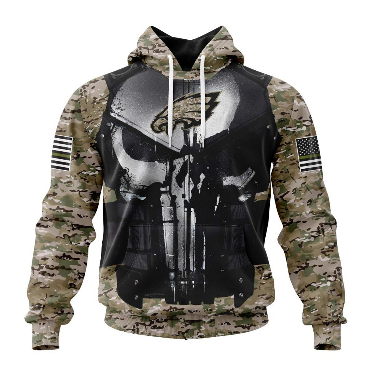 Philadelphia Eagles Camo Custom Name & Number 3D All Over Print Hoodie - Gifts For Fans