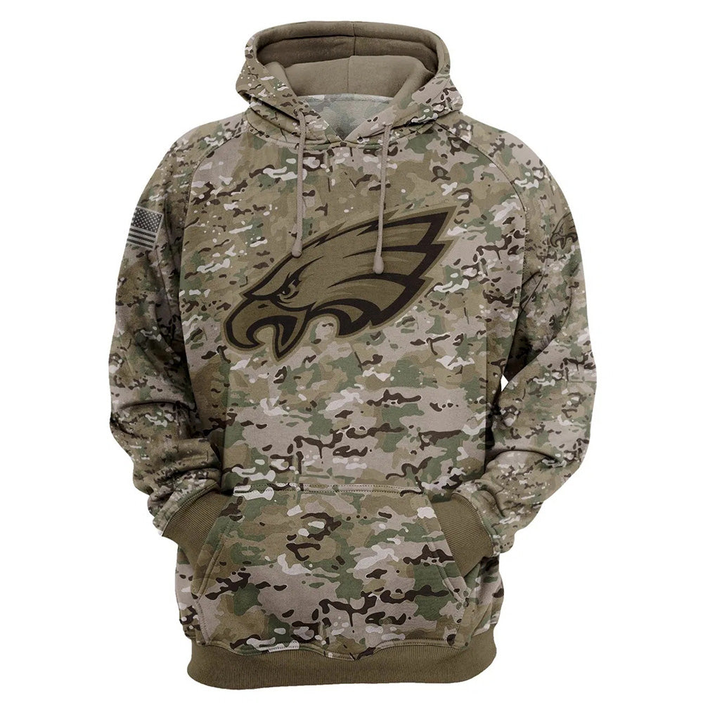 Philadelphia Eagles Camo Hoodie 3D Printed Pullover Zip Up Hoodie - Gifts For Fans