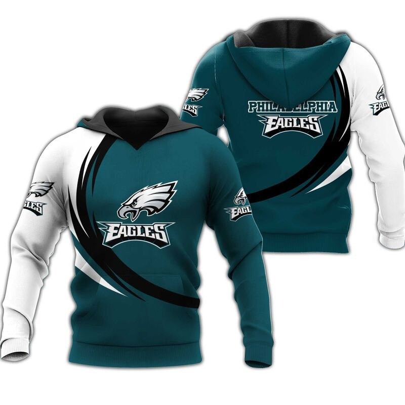 Philadelphia Eagles Curve Graphic 3D Hoodie - Official Nfl Merchandise