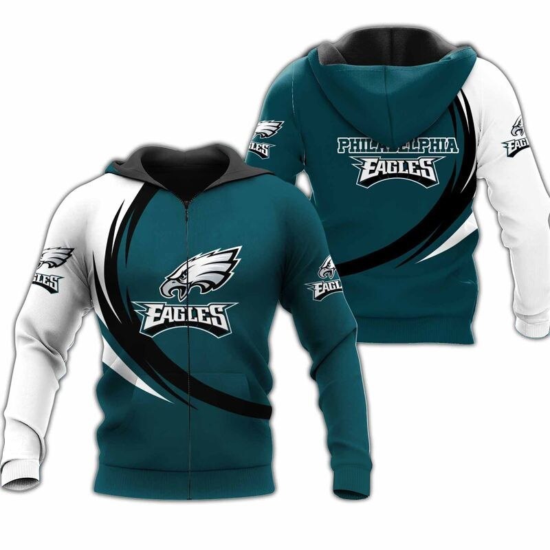 Philadelphia Eagles Curve Graphic 3D Hoodie - Official Nfl Merchandise