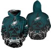 Philadelphia Eagles Halloween Pumpkin Skull Print Zip Hoodie - Gifts For Fans 