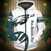 Philadelphia Eagles Hoodie 3D Graphic Balls Zip Hoodie Pullover - Official Nfl Merchandise 