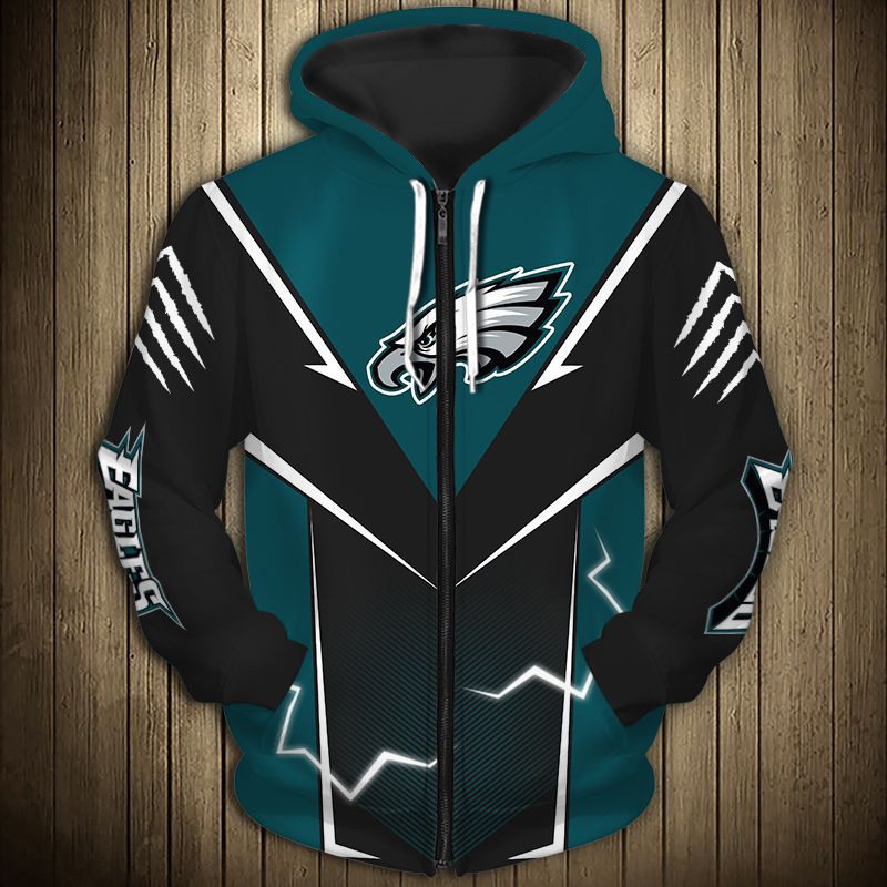 Philadelphia Eagles Lightning Graphic 3D Hoodie - Official Nfl Merchandise