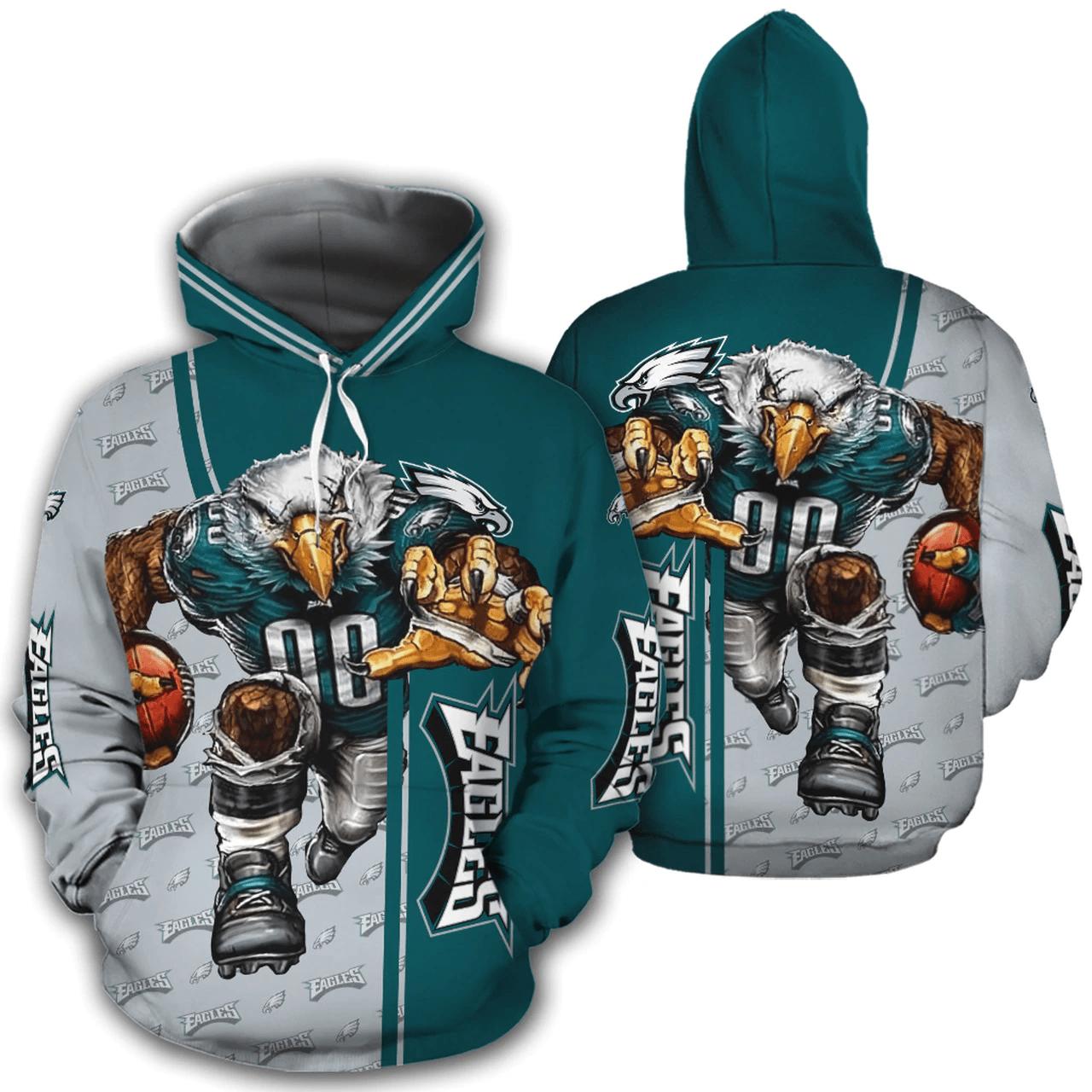 Philadelphia Eagles Mascot Design 3D Hoodie - Official Nfl Merchandise