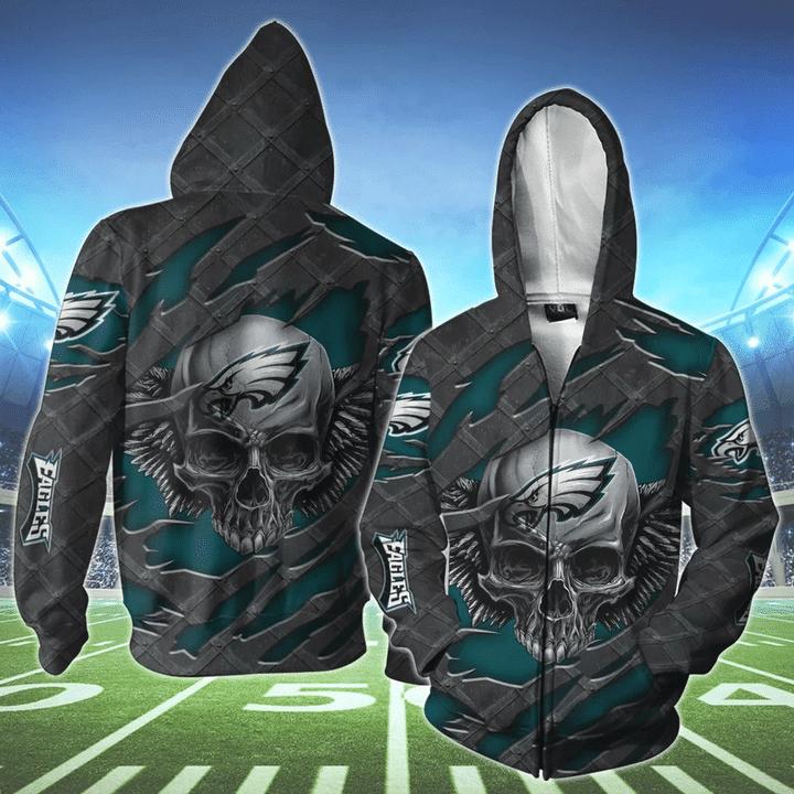 Philadelphia Eagles Skull 3D Hoodie - Perfect Gift For Fans