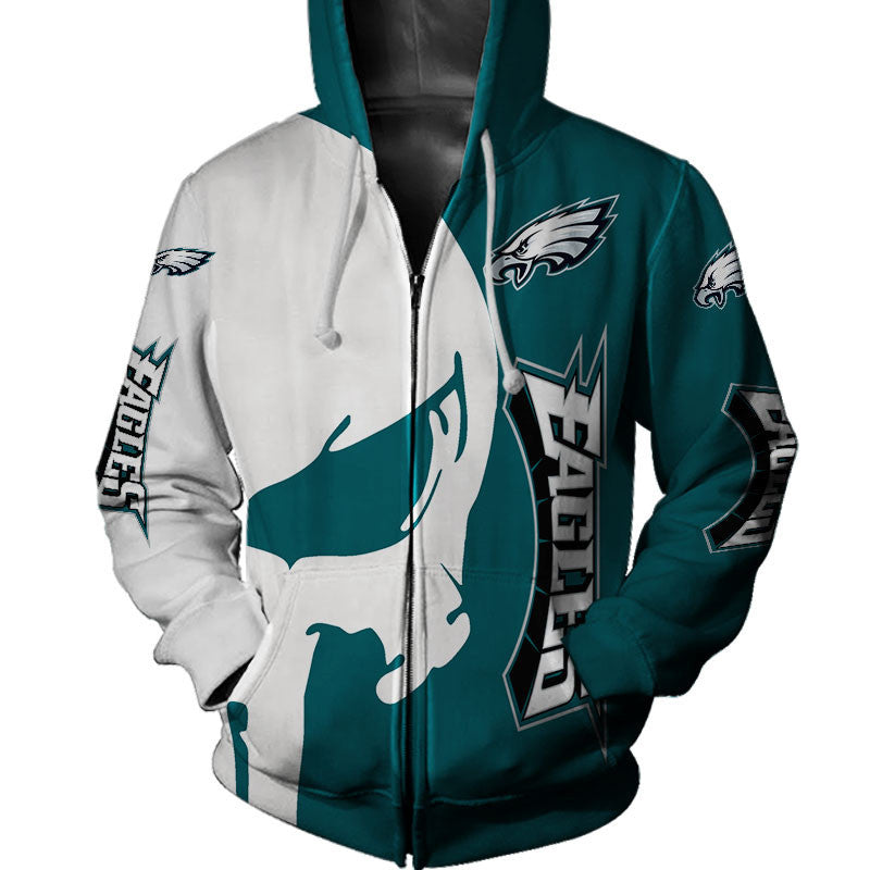Philadelphia Eagles Skull Printed 3D All Over Print Hoodie - Official Nfl Merchandise