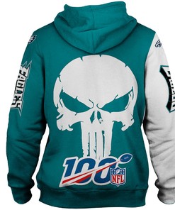 Philadelphia Eagles Skull Printed 3D All Over Print Hoodie - Official Nfl Merchandise