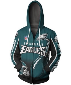 Philadelphia Eagles Zip Hoodie Cute Flame Balls Graphic - Official Nfl Merchandise 