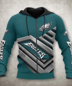 Philadelphia Eagles Zip Up Hoodie 3D No 1 Hoodie - Official Nfl Merchandise