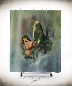 Phineas Mermaid Themed Shower Curtain with Fantasy Art for Your Bathroom Decor