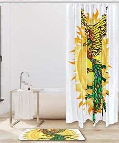 Phoenix Bird And Flaming Sun Print Shower Curtain For A Stylish Bathroom