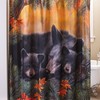 Pine Cone Woodland Northwoods Cabin Shower Curtain With Black Bears In Black And White