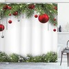 Pine Leaves Ball Classic Design Print Holiday Season Shower Curtain - Cloth Fabric Bathroom Decors