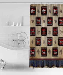 Pine Needles Forest Animals Shower Curtain for Rustic Bathroom Decor