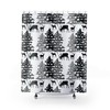 Pine Tree Forest Animals Print Shower CurtainRustic Cabin Bathroom Decor