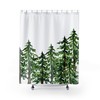 Pine Tree Forest Shower Curtain, Sage Green Botanical Bathroom Decor for Nature Enthusiasts 