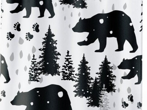 Pine Trees & Bears Shower Curtain For Bathroom Decor - Image 4