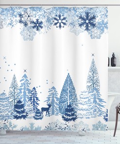 Pine Trees Winter Forest Shower Curtain for Bathroom Decor 