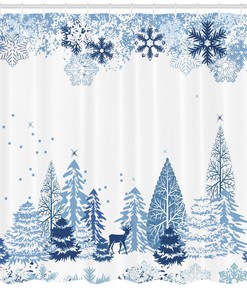 Pine Trees Winter Forest Shower Curtain for Bathroom Decor
