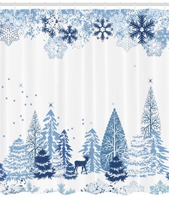 Pine Trees Winter Forest Shower Curtain for Bathroom Decor