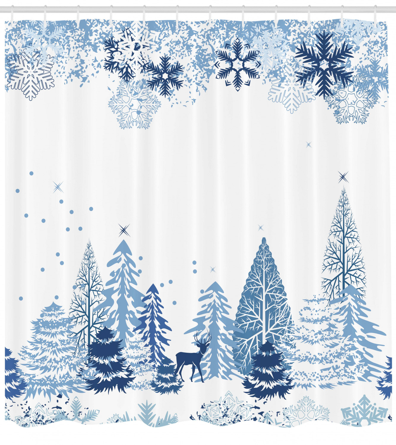 Pine Trees Winter Forest Shower Curtain for Bathroom Decor