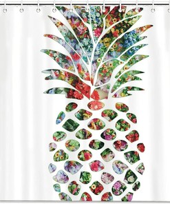 Pineapple Art Print Shower Curtain - Colorful Designer Bathroom Decor by WengBeauty