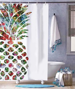 Pineapple Art Print Shower Curtain - Colorful Designer Bathroom Decor by WengBeauty