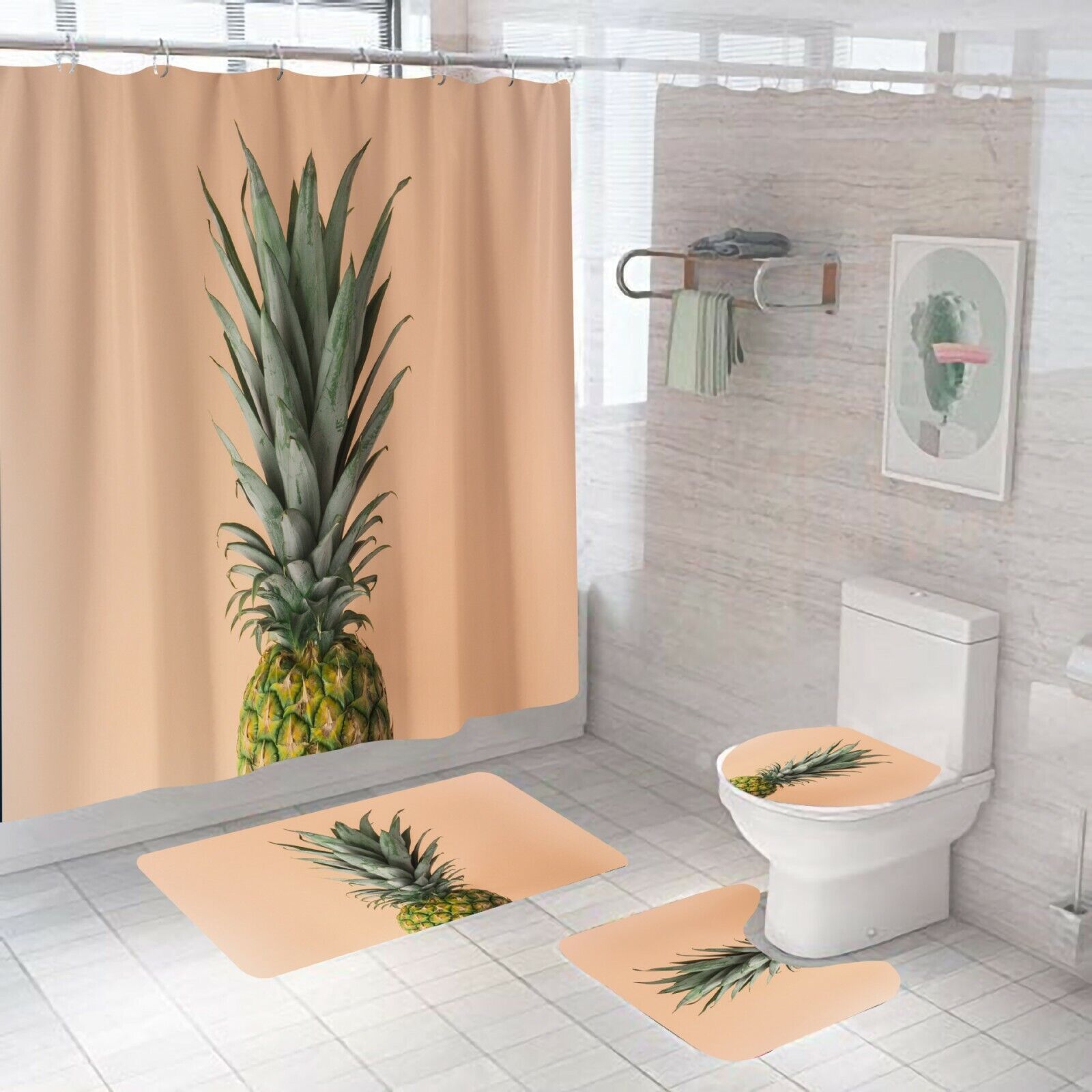 Pineapple Bathrooms Decorative Shower Curtain