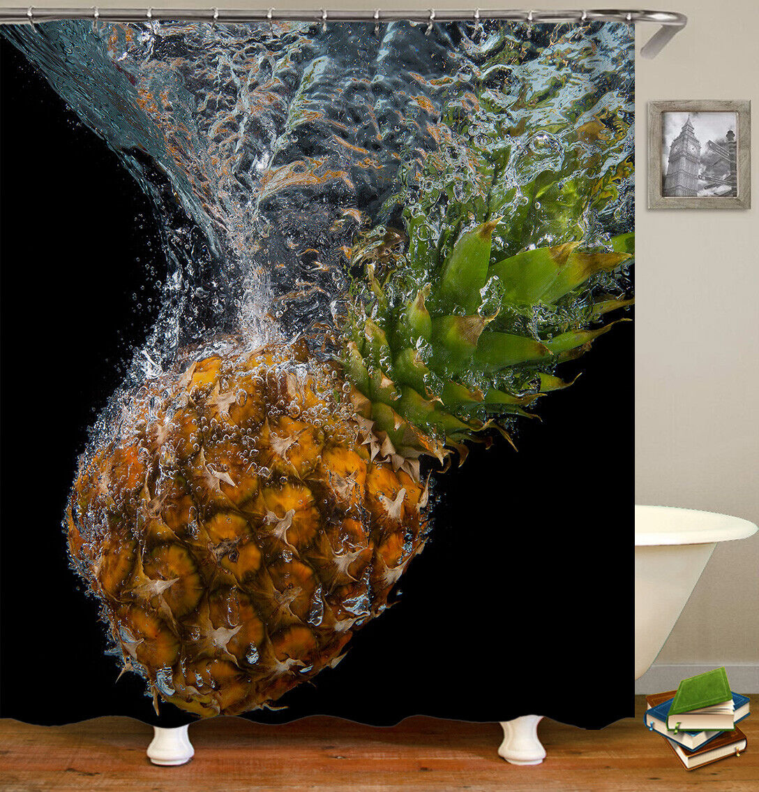 Pineapple Black Fruit Shower Curtain - The Perfect Bathroom Accessory