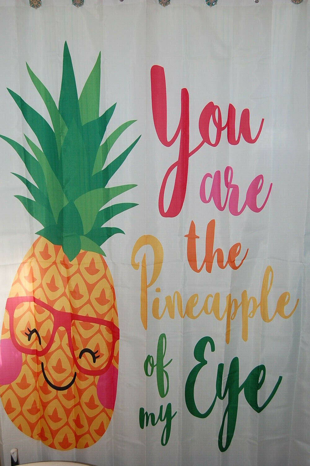 Pineapple Eye Happy Shower Curtain for Fun Bathroom