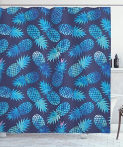 Pineapple Figures Print Shower Curtain for Beachy Bathrooms