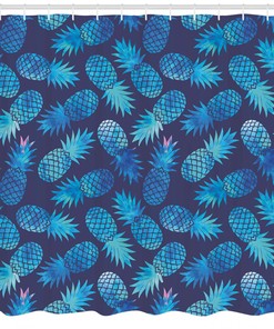 Pineapple Figures Print Shower Curtain for Beachy Bathrooms