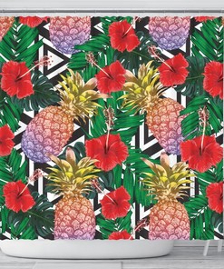 Pineapple Love Shower Curtain for Summer Bathroom 