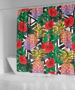Pineapple Love Shower Curtain for Summer Bathroom