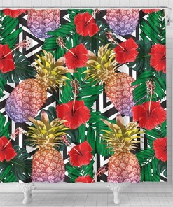 Pineapple Love Shower Curtain for Summer Bathroom