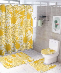 Pineapple Paradise Shower Curtain, Waterproof Bathroom Decor by Vantaso