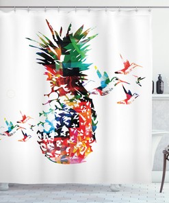 Pineapple Paradise Shower Curtain With Quotes