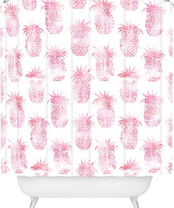 Pineapple Pink Shower Curtain By Schatzi Brown - A Bold And Tropical Addition To Your Bathroom