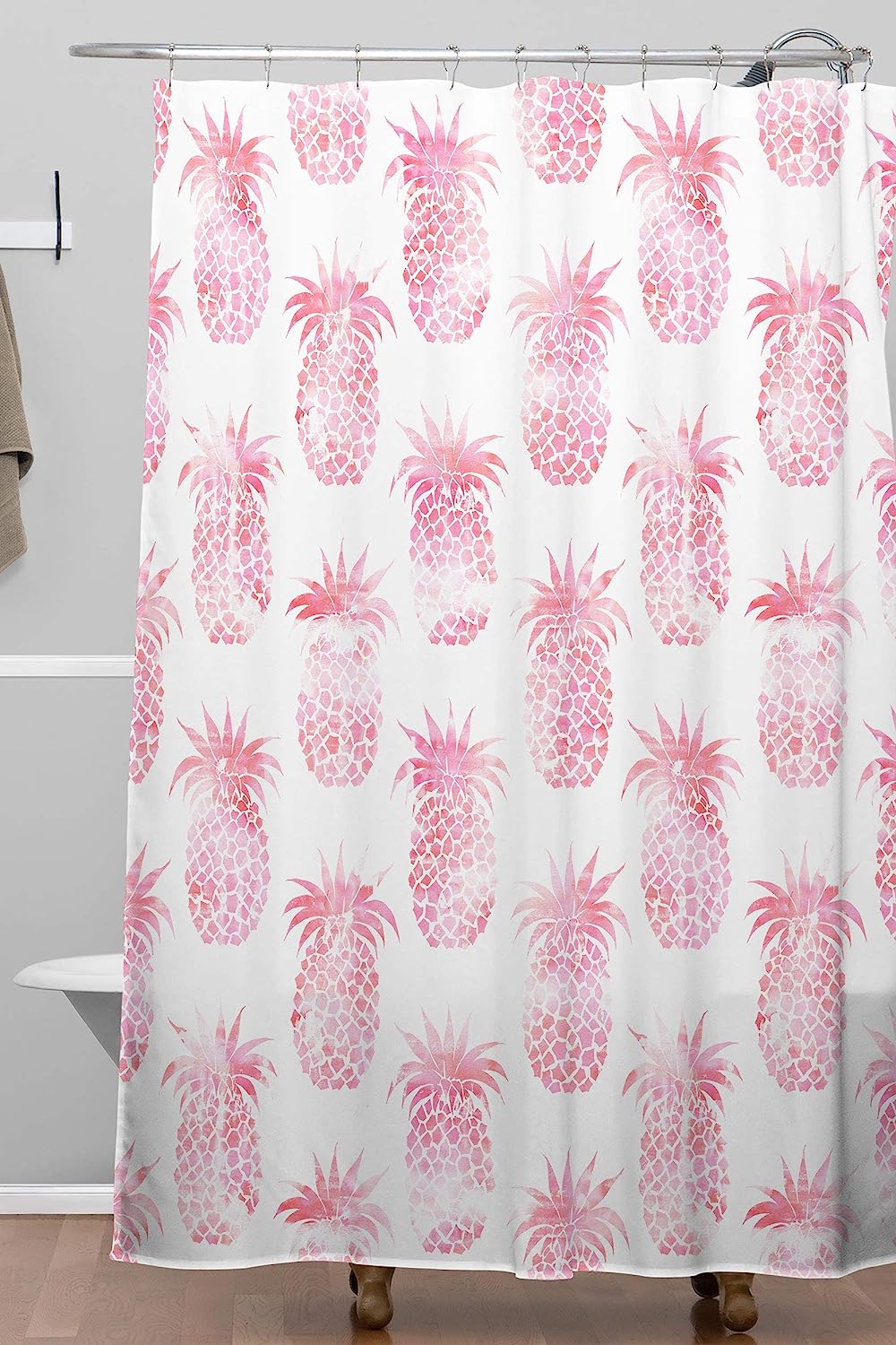 Pineapple Pink Shower Curtain By Schatzi Brown - A Bold And Tropical Addition To Your Bathroom - Image 2