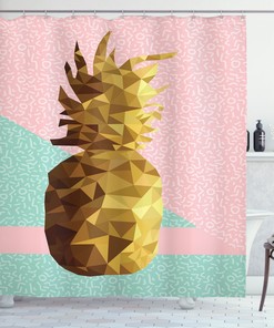 Pineapple Print Summer Shower Curtain For Tropical Bathroom Vibes