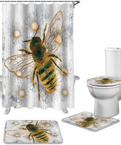 Pineapple Printed Decorative Bath Curtain - Waterproof Pattern Shower Curtain Fabric for Bright Bathroom Decor