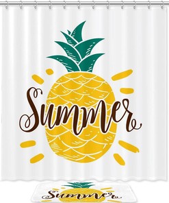 Pineapple Shower Curtain for Summer Bathroom Decor 